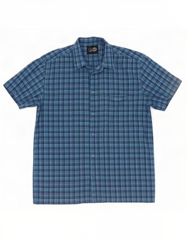 Cheap Monday Mens Short Sleeve Shirt Large Blue Check Cotton