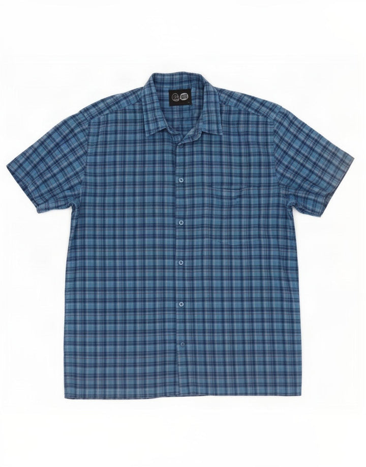 Cheap Monday Mens Short Sleeve Shirt Large Blue Check Cotton