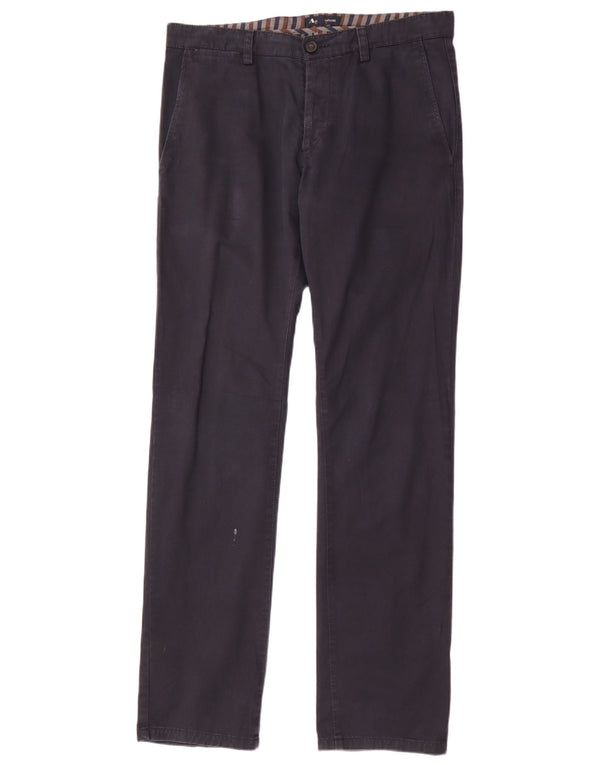 Aquascutum Mens Straight Chino Trousers IT 50 Large W34 L34 Navy Blue
