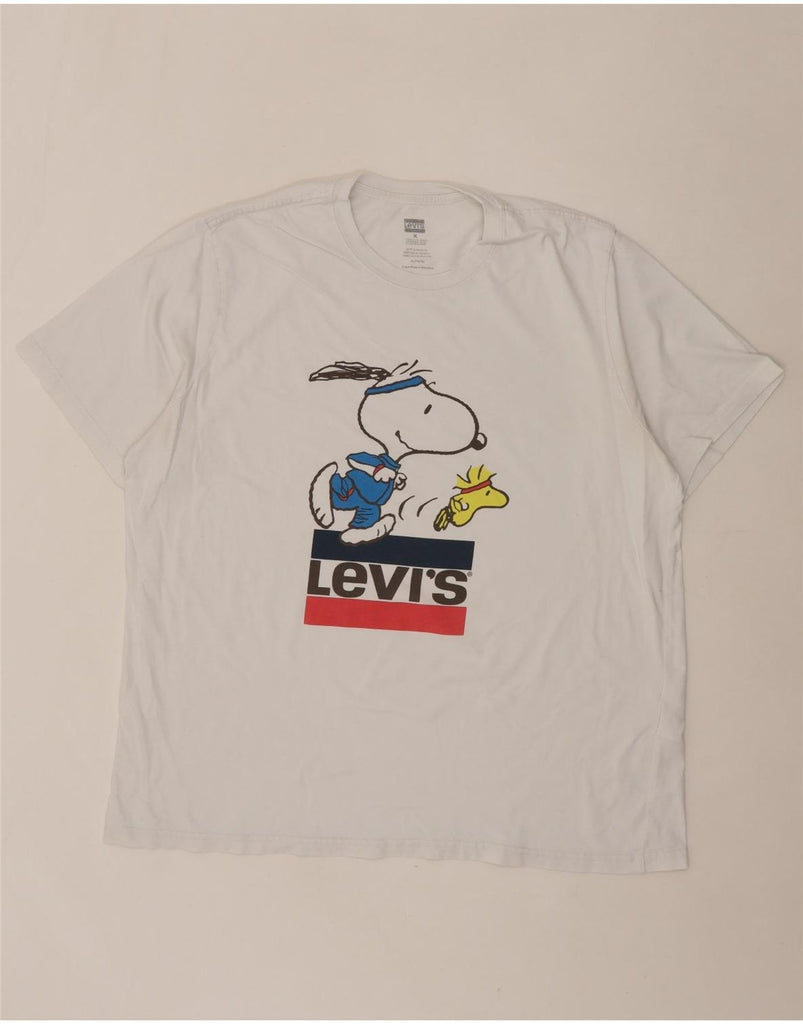 LEVI'S Mens Peanuts Graphic T-Shirt Top XL White Cotton Vintage Levi's and Second-Hand Levi's from Messina Hembry 
