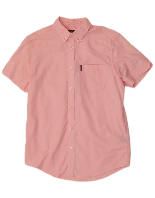 Ben Sherman Mens Short Sleeve Shirt Medium Pink Cotton