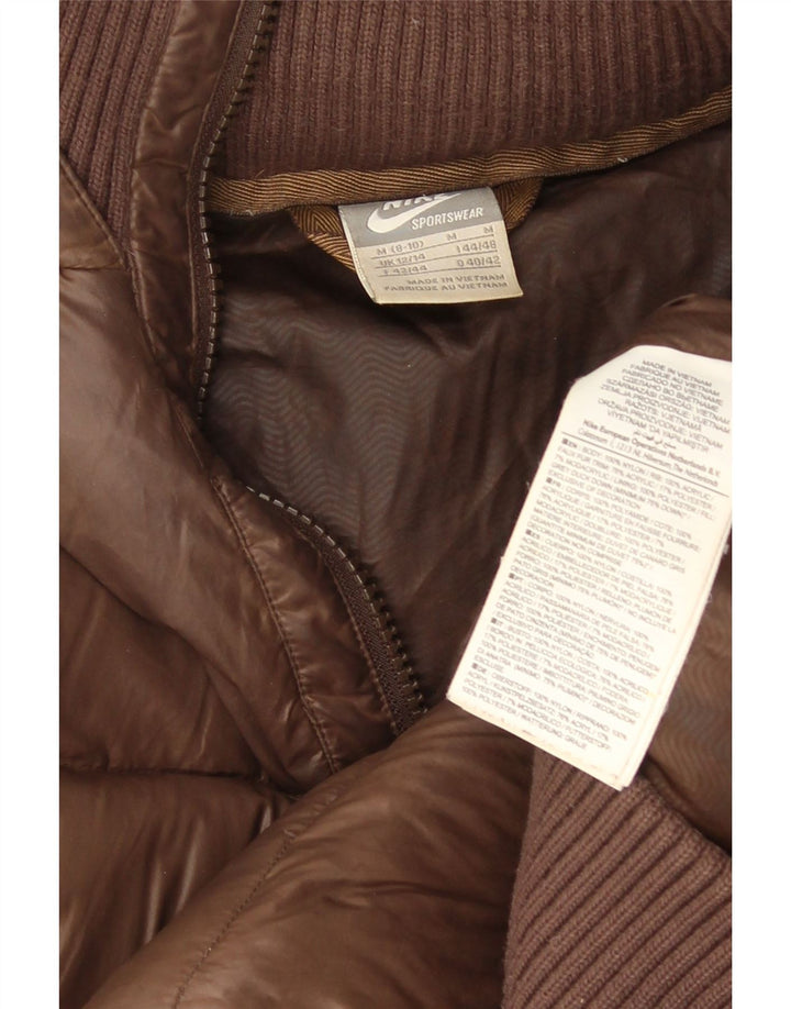 Nike Womens Hooded Padded Jacket UK 12/14 Medium Brown Nylon