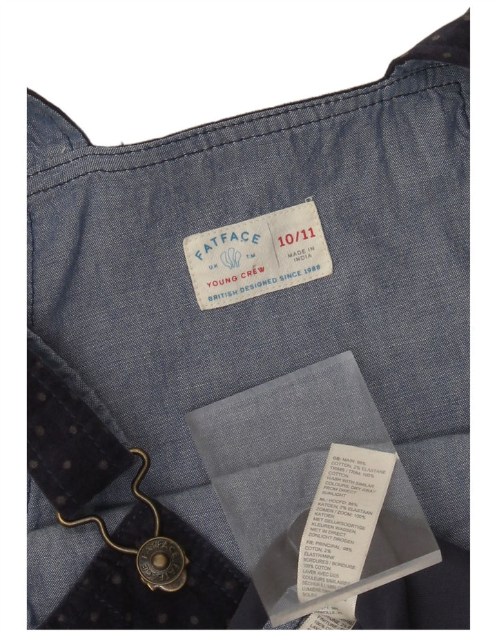 FAT FACE Girls Dungaree Skirt 10-11 Years W26 Navy Blue Spotted Cotton