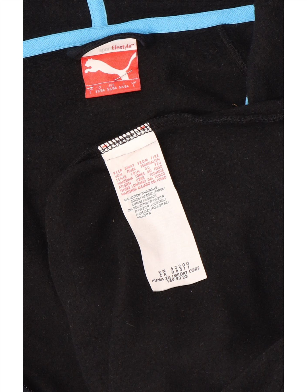 Puma Mens Graphic Zip Hoodie Sweater Large Black Cotton