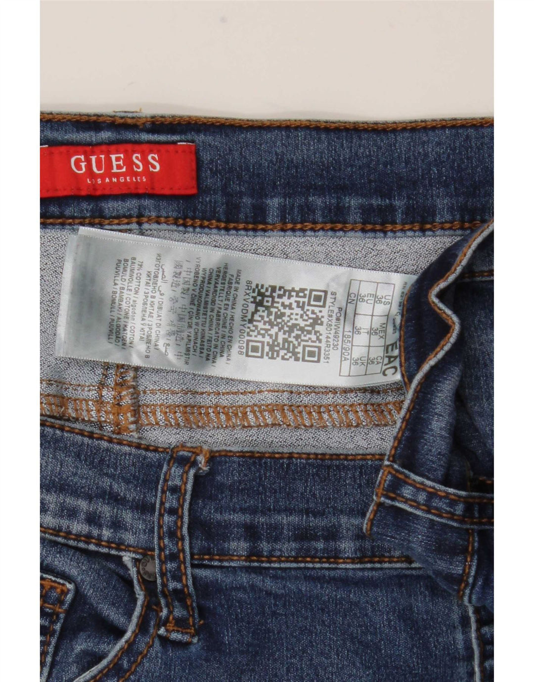 Guess Mens Slim Jeans W36 L28 Blue Cotton