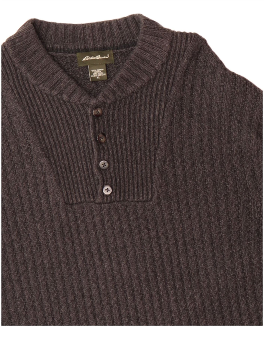 EDDIE BAUER Mens Crew Neck Jumper Sweater XL Grey Cotton