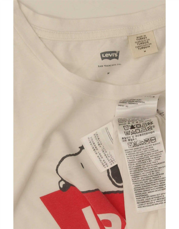 Levi's Womens Graphic T-Shirt Top UK 12 Medium White Cotton