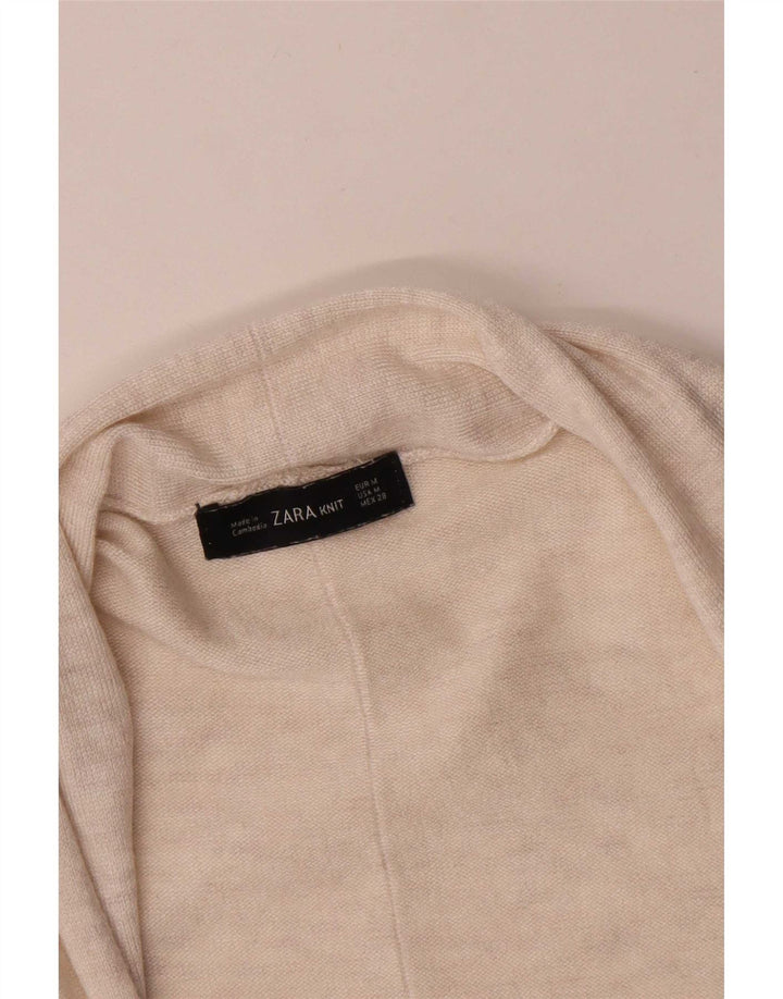 Zara Womens Longline Open Cardigan Sweater UK 12 Medium Beige Flecked