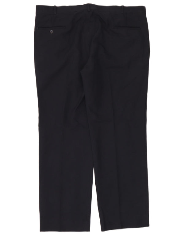 Farah Mens Straight Suit Trousers W42 L33 Navy Blue Polyester