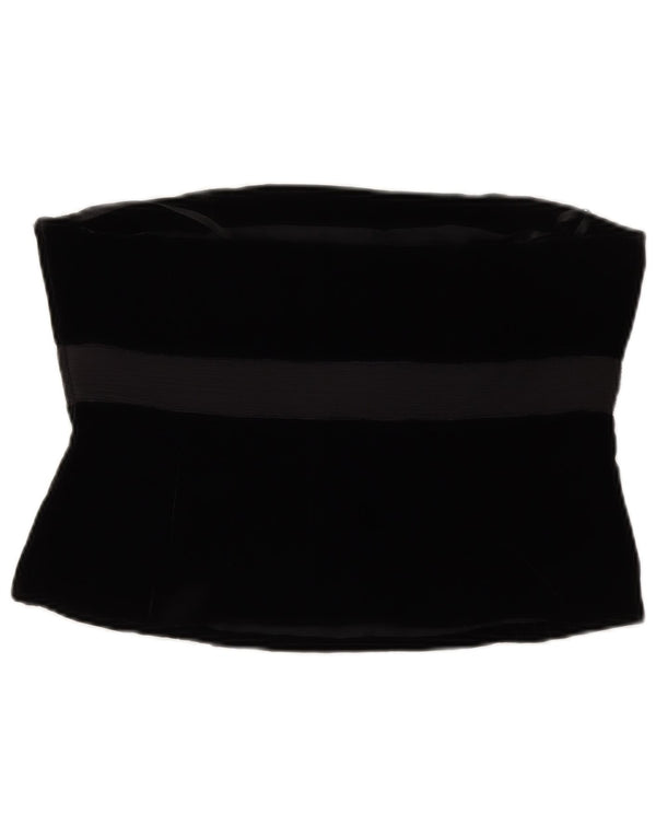 LAURA ASHLEY Womens Velvet Corset Top UK 14 Medium  Black Viscose
