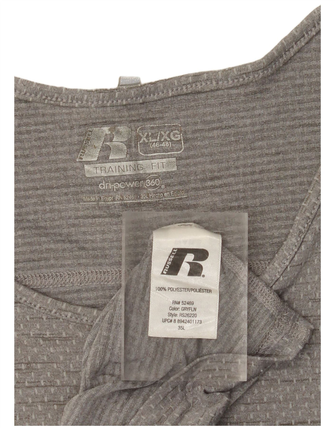 RUSSELL ATHLETIC Mens Dri-Power Vest Top UK 46/48 XL Grey Flecked