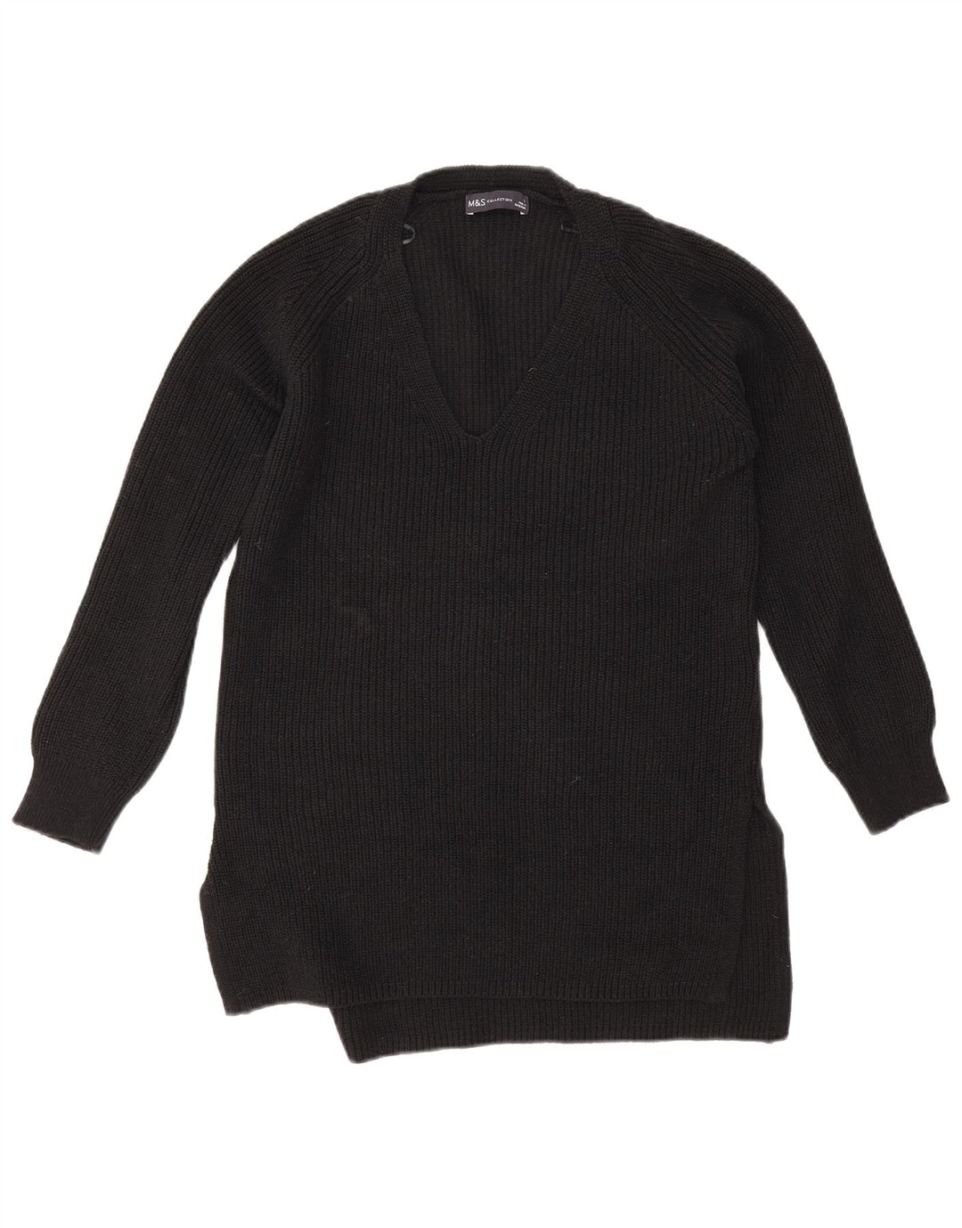 Marks & Spencer Womens Oversized V-Neck Jumper Sweater UK 10 Small Black