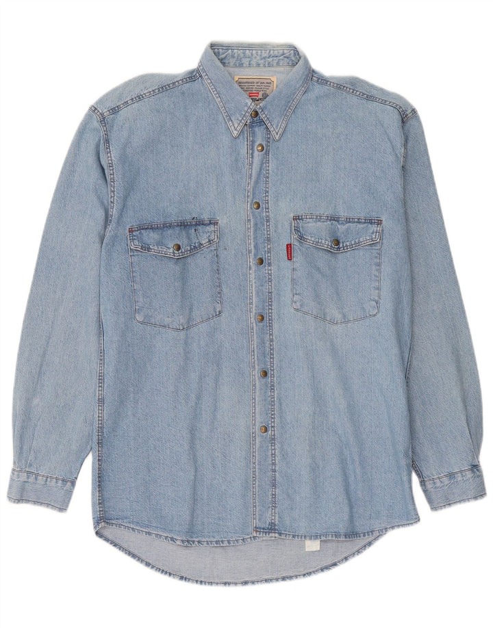 Carrera Mens Denim Shirt Medium Blue Cotton