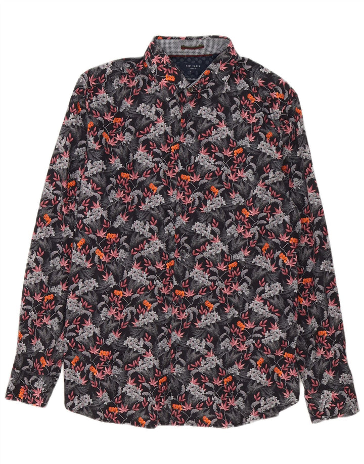 Ted Baker Mens Shirt Size 4 Large Multicoloured Floral Cotton
