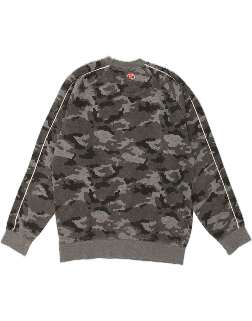 ELLESSE Mens Graphic Sweatshirt Jumper Small Grey Camouflage Cotton | Vintage Ellesse | Thrift | Second-Hand Ellesse | Used Clothing | Messina Hembry 