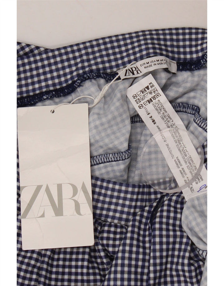ZARA Womens Tiered Skirt Medium W28  Blue Check Polyester