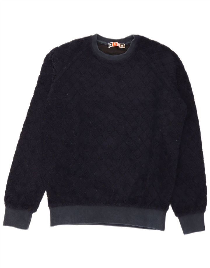 MSGM Mens Sweatshirt Jumper Small Navy Blue Argyle/Diamond Wool