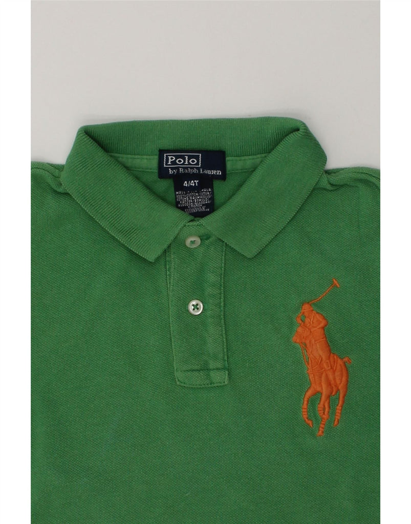 POLO RALPH LAUREN Boys Graphic Rugby Polo Shirt 3-4 Years Green Cotton | Vintage Polo Ralph Lauren | Thrift | Second-Hand Polo Ralph Lauren | Used Clothing | Messina Hembry 