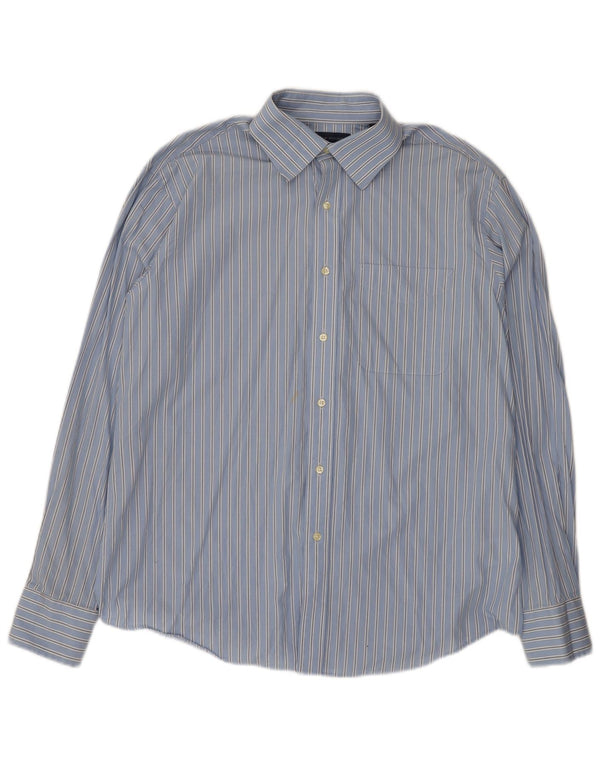 Tommy Hilfiger Mens Shirt Size 16 Large Blue Striped Cotton