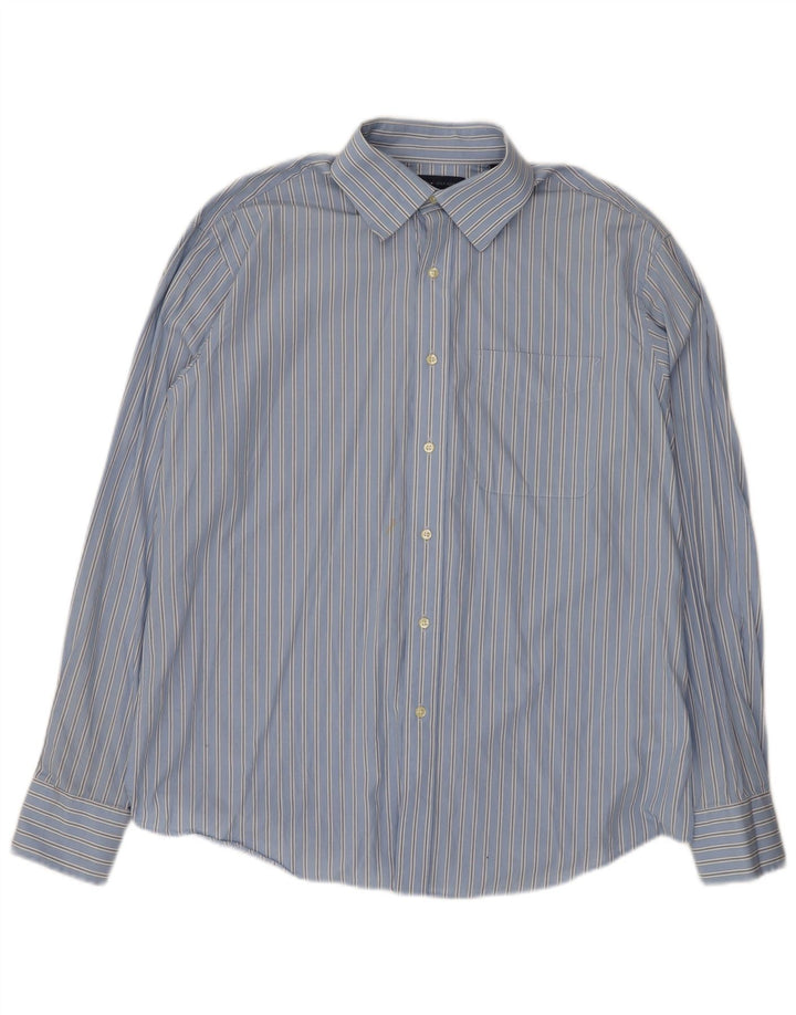 Tommy Hilfiger Mens Shirt Size 16 Large Blue Striped Cotton