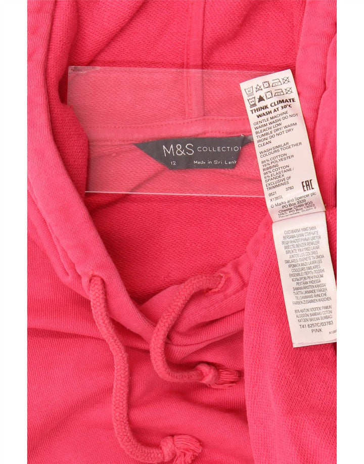 Marks & Spencer Womens Hoodie Jumper UK 12 Medium  Pink Cotton