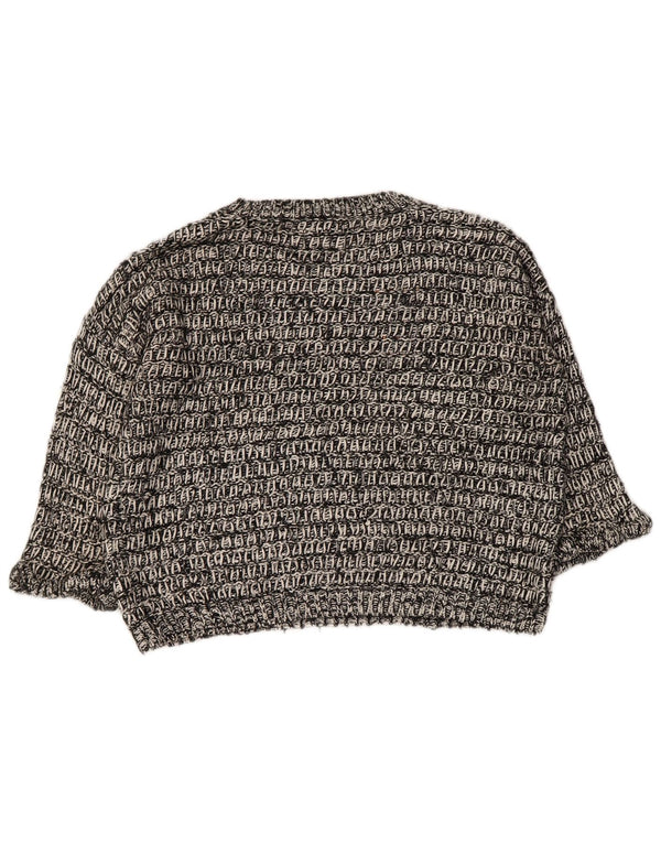 Topshop Womens Crop 3/4 Sleeve Boat Neck Jumper Sweater UK 8 Small Grey