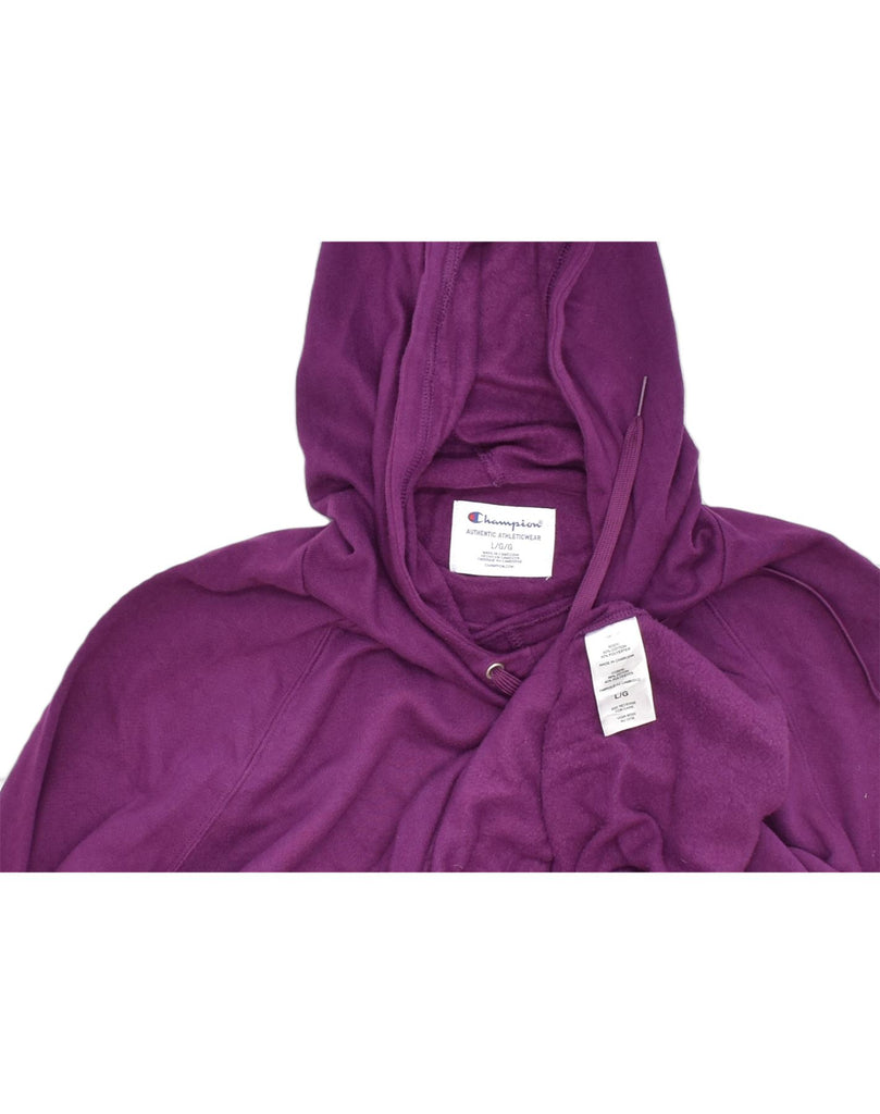 CHAMPION Womens Hoodie Jumper UK 16 Large Purple Cotton Sports | Vintage | Thrift | Second-Hand | Used Clothing | Messina Hembry 