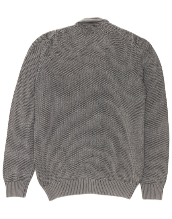 Trussardi Jeans Mens Cardigan Sweater Medium Grey Cotton