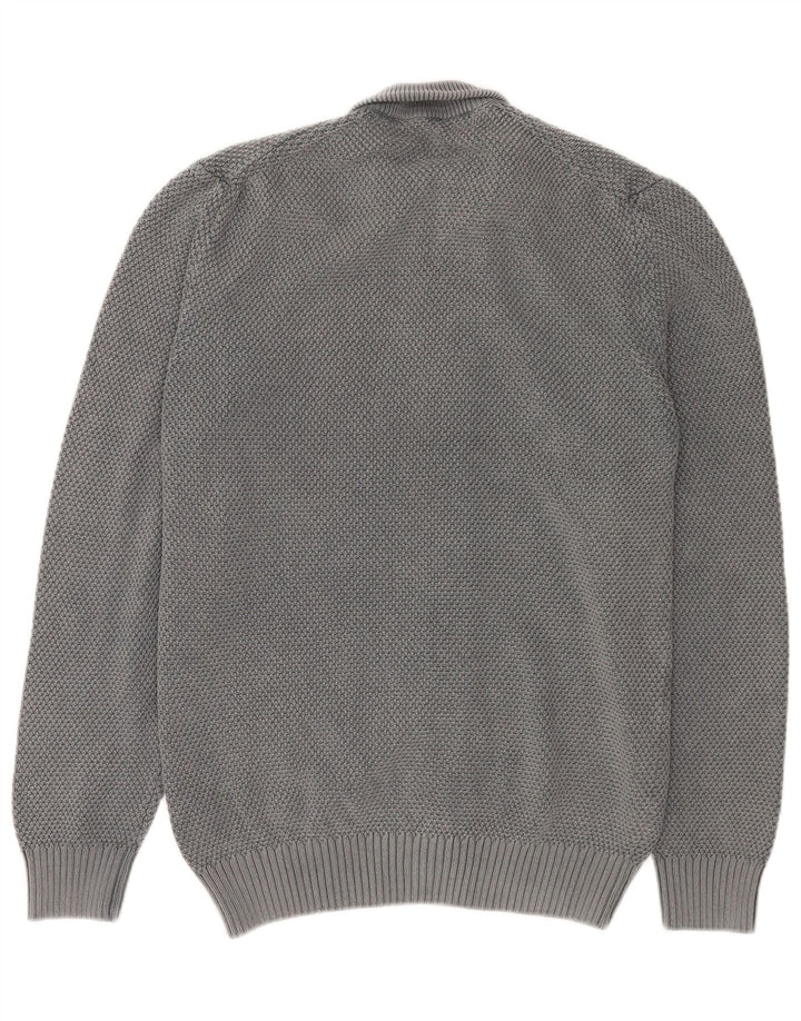 Trussardi Jeans Mens Cardigan Sweater Medium Grey Cotton