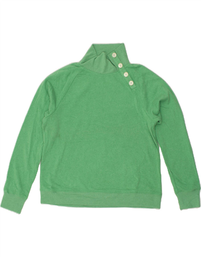 J. CREW Womens Button Neck Sweatshirt Jumper UK 16 Large Green Cotton | Vintage J. Crew | Thrift | Second-Hand J. Crew | Used Clothing | Messina Hembry 