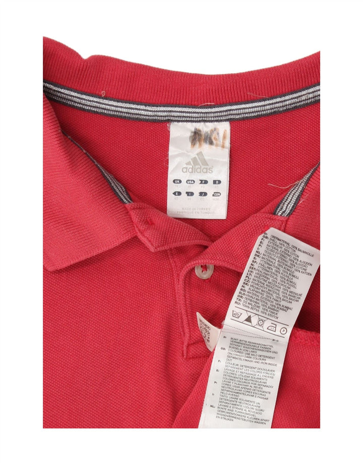 Adidas Womens Polo Shirt UK 14 Medium Red Cotton