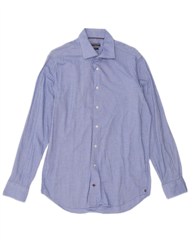 Tommy Hilfiger Mens Shirt Size 40 15 3/4 Medium Blue Geometric Cotton