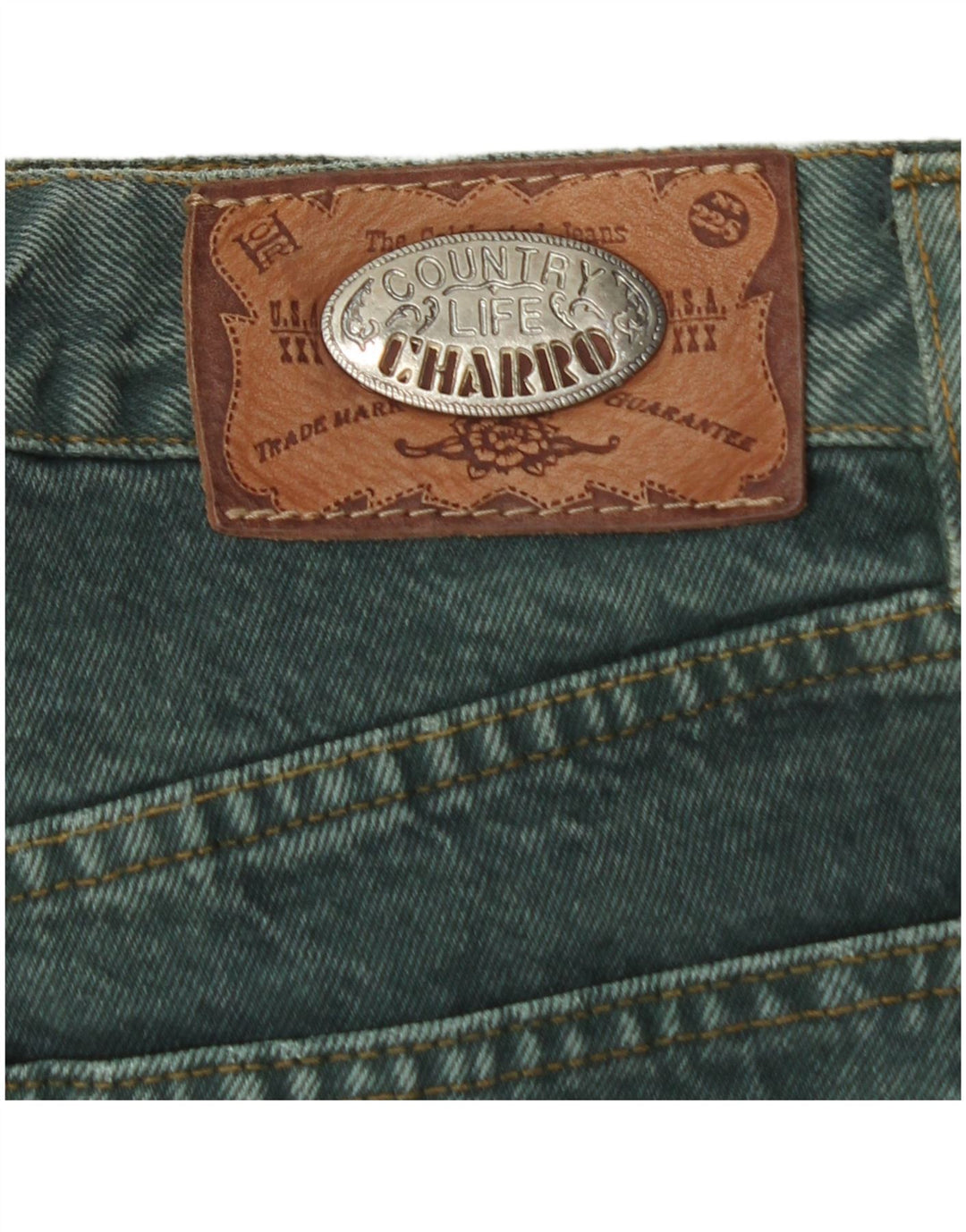 EL CHARRO Womens Straight Jeans W31 L31 Green Cotton