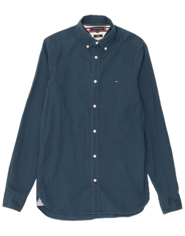 Tommy Hilfiger Mens Stretch Slim Fit Shirt XS Navy Blue Cotton