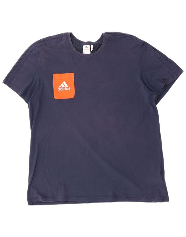 Adidas Mens Climalite T-Shirt Top 2XL Navy Blue Cotton