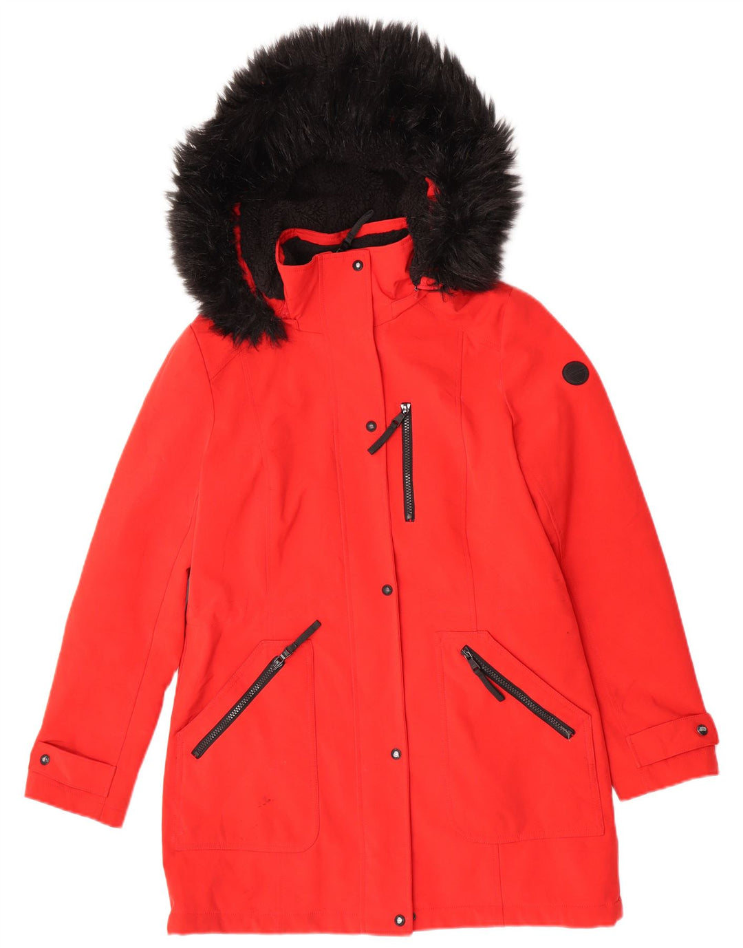 Calvin Klein Womens Hooded Parka Jacket UK 10 Small Red Polyester