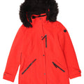 Calvin Klein Womens Hooded Parka Jacket UK 10 Small Red Polyester