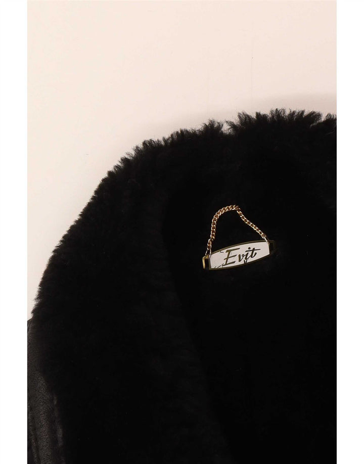 Vintage Mens Shearling Jacket UK 44 2XL Black Shearling