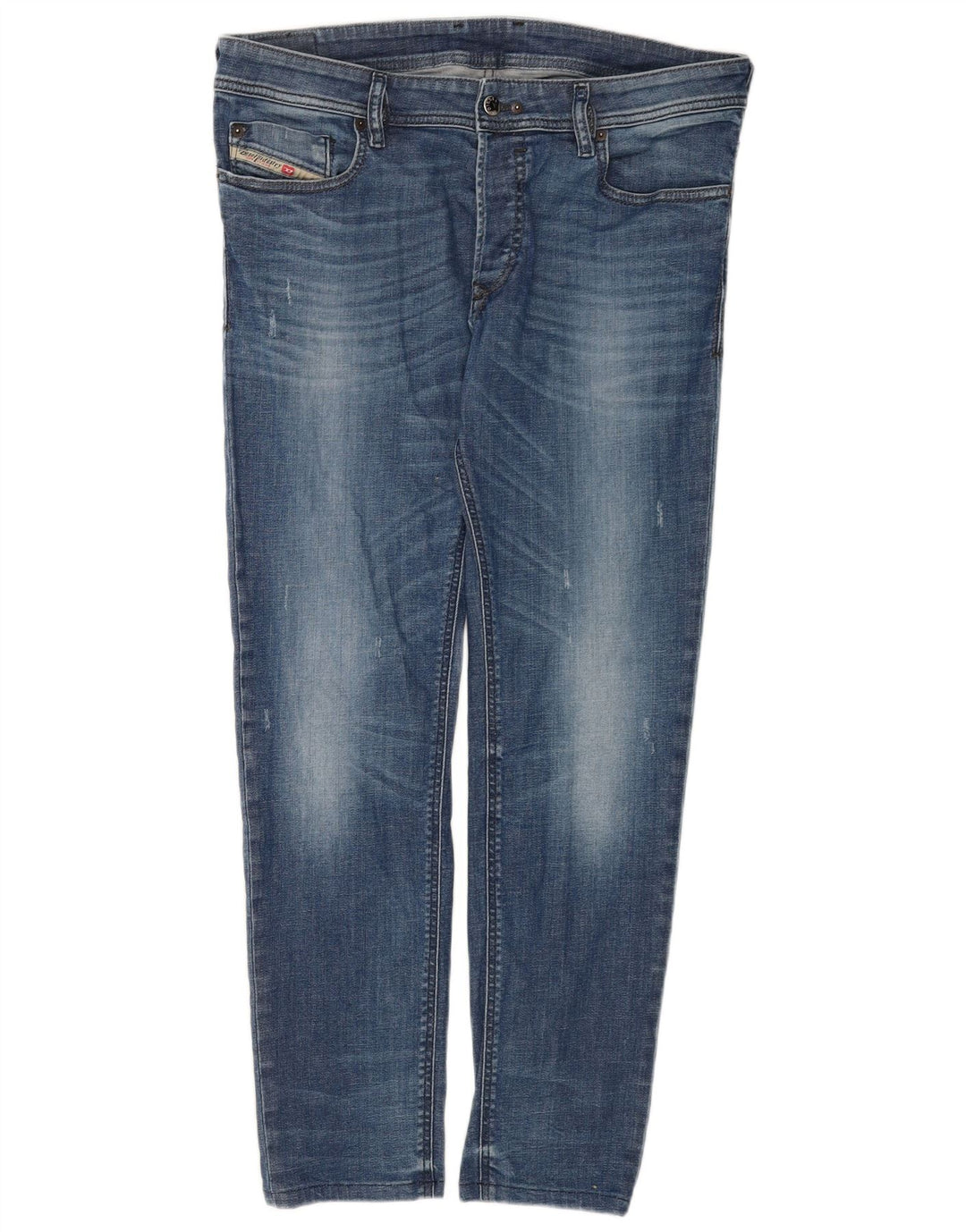 Diesel Mens Thanaz Slim Jeans W34 L30 Blue Cotton