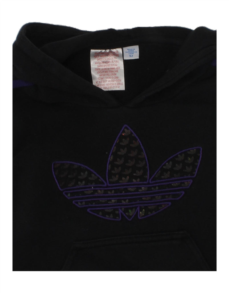 ADIDAS Baby Girls Graphic Hoodie Jumper 18-24 Months Black Cotton | Vintage Adidas | Thrift | Second-Hand Adidas | Used Clothing | Messina Hembry 