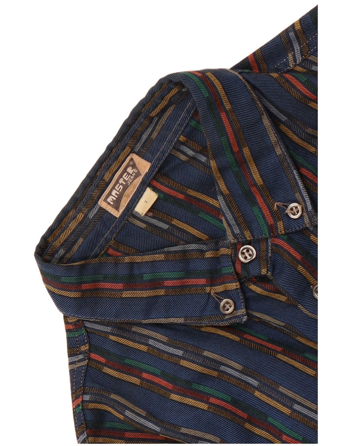Master Mens Flannel Shirt Small Blue Striped