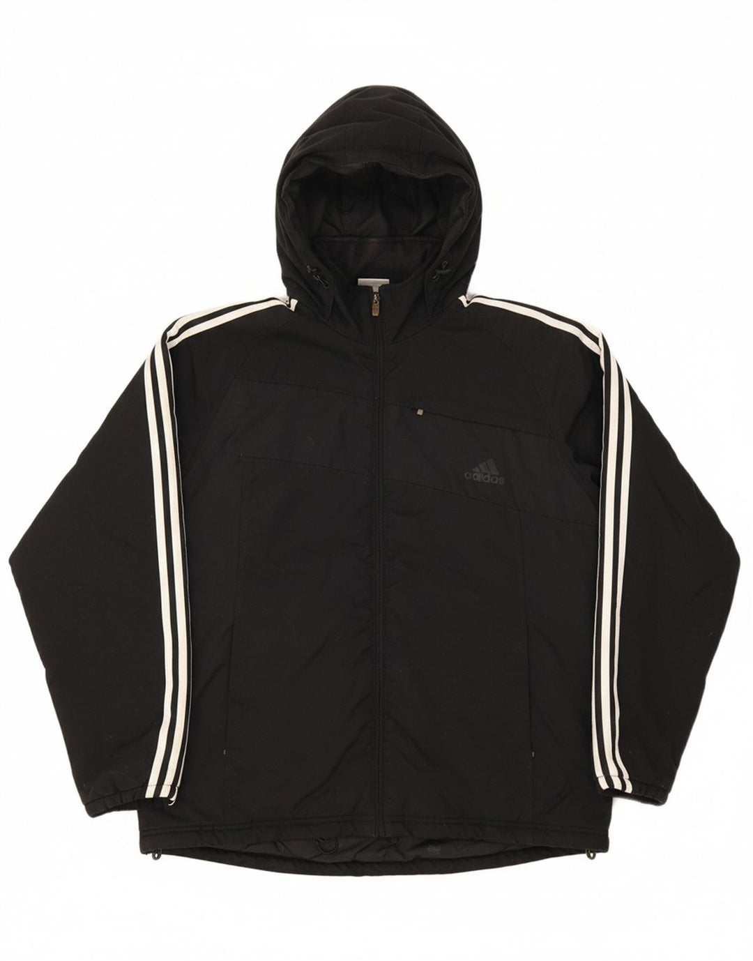 ADIDAS Mens Hooded Padded Jacket UK 36 Small Black Polyester