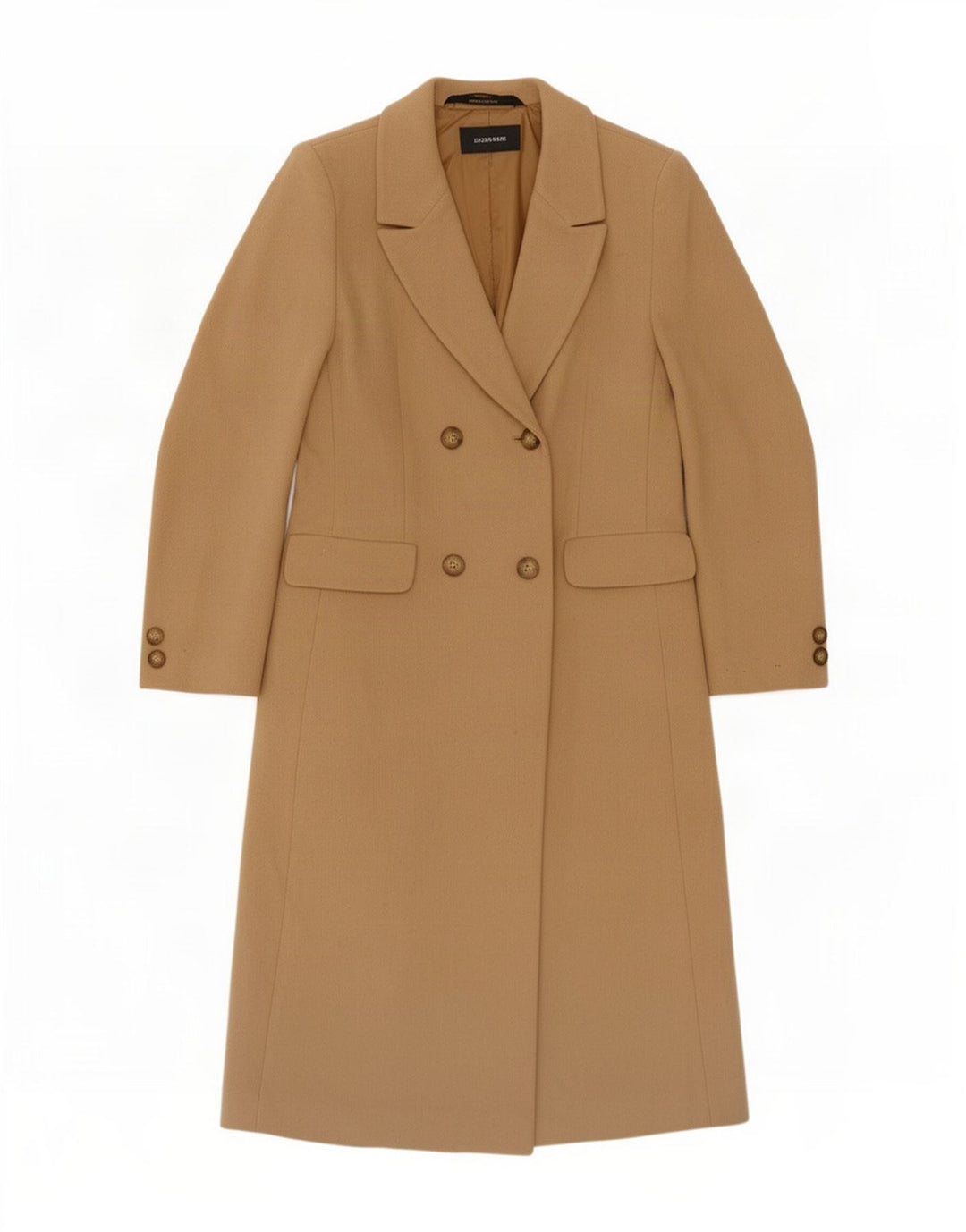 Marks & Spencer Womens Double Breasted Coat UK 10 Small Beige New Wool