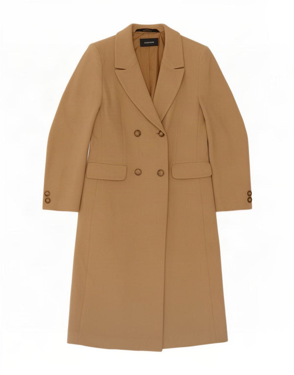 Marks & Spencer Womens Double Breasted Coat UK 10 Small Beige New Wool