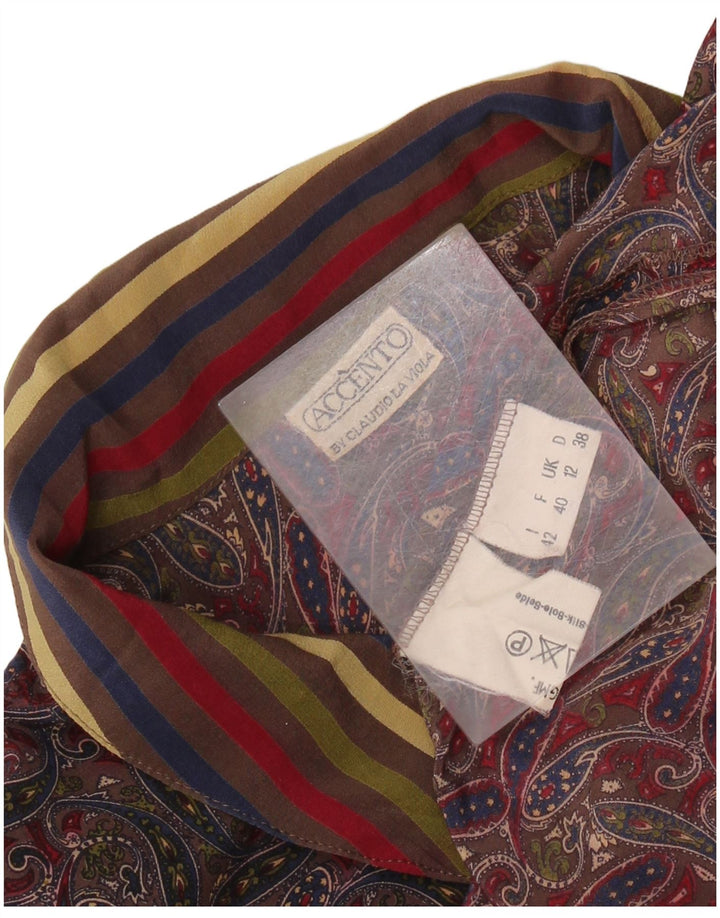 VINTAGE Womens Shirt Blouse UK 12 Medium Multicoloured Paisley Silk
