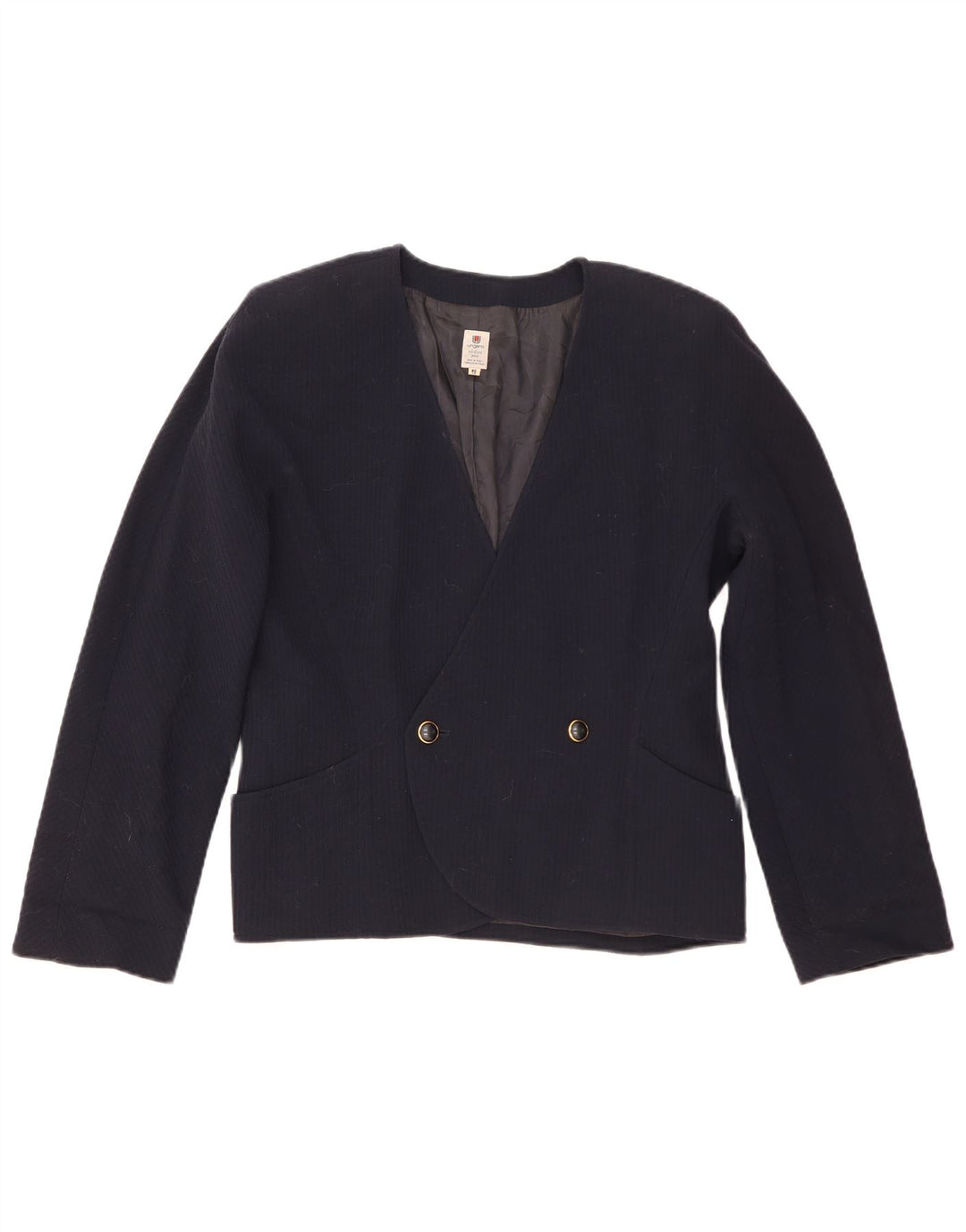 Ungaro Womens Double Breasted Blazer Jacket IT 48 XL Navy Blue Wool