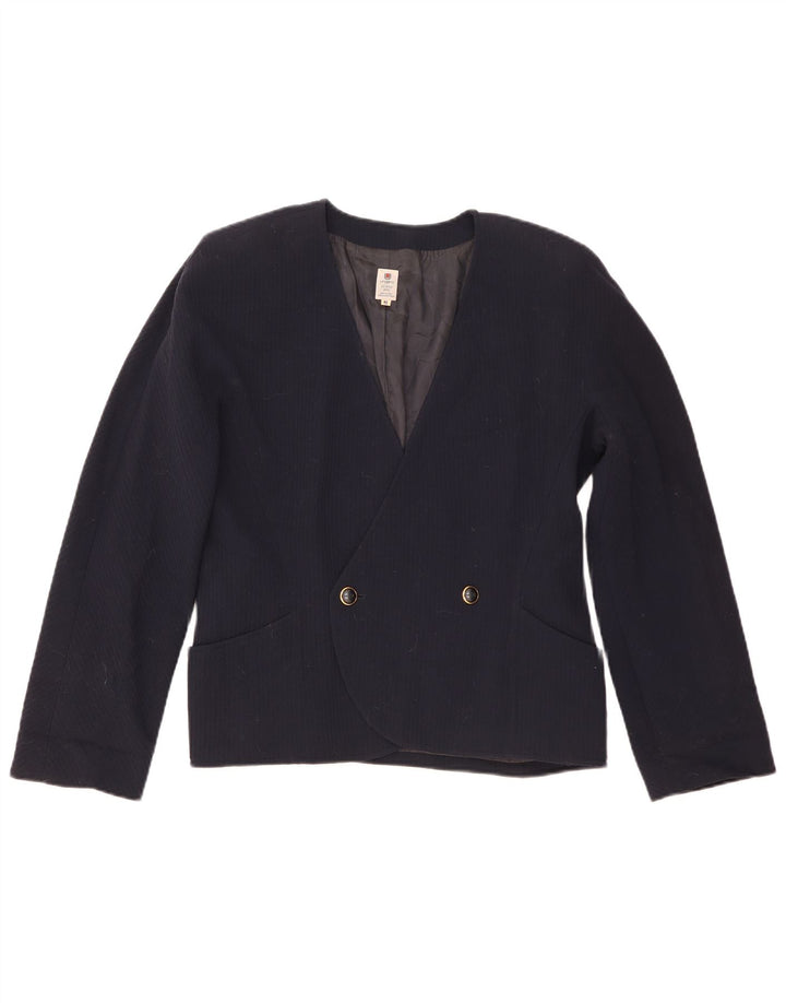 Ungaro Womens Double Breasted Blazer Jacket IT 48 XL Navy Blue Wool