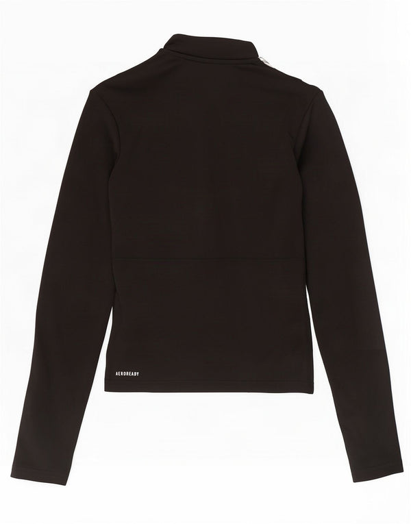 Adidas Womens Aeroready Zip Neck Pullover Tracksuit Top UK 4/6 XS Black