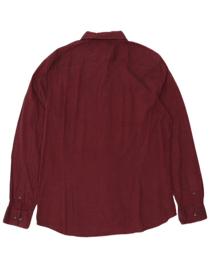 CALVIN KLEIN Mens Fitted Shirt Large Maroon