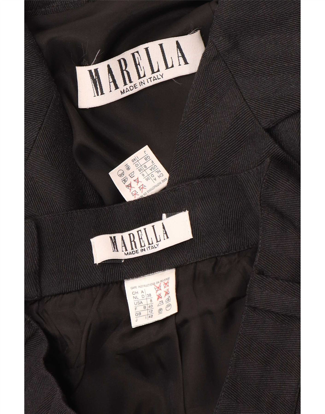 Marella Womens 4 Button 2 Piece Skirt Set UK 10 Small W26 Black Striped
